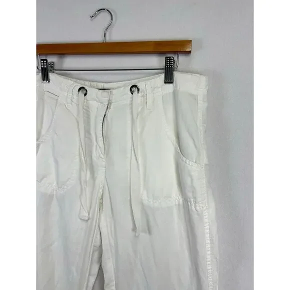 Woman's Willi Smith White Wide Leg Linen Blend Pants - Size 8 Beachy Resort - Picture 2 of 15